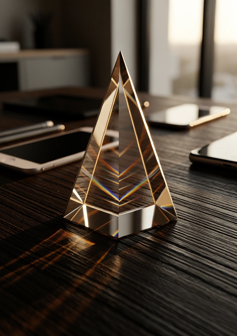 Refracted light on a workspace surface